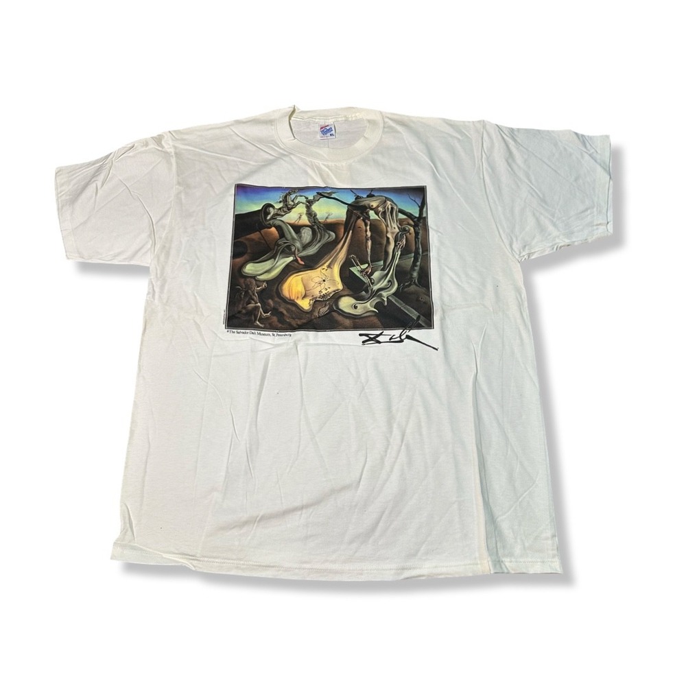 Vintage T-Shirt Mens XL White Excellent Salvador Dali Museum Art Graphic Tee